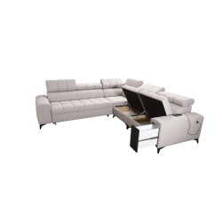 Ecksofa Venna III mit Schlaffunktion, USB-Anschluss und aufklappbarer Bar - Plüsch, Avra 2 Ecksofa Venna III mit Schlaffunktion, USB-Anschluss und aufklappbarer Bar - Plüsch, Avra 2
