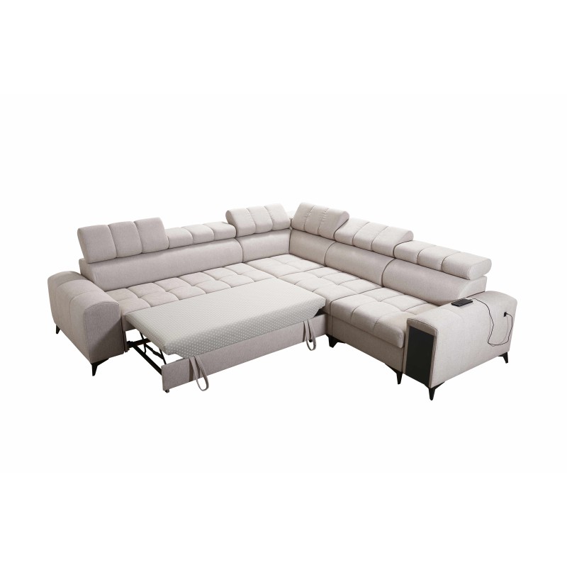 Ecksofa Venna III mit Schlaffunktion, USB-Anschluss und aufklappbarer Bar - Plüsch, Avra 2 Ecksofa Venna III mit Schlaffunktion, USB-Anschluss und aufklappbarer Bar - Plüsch, Avra 2