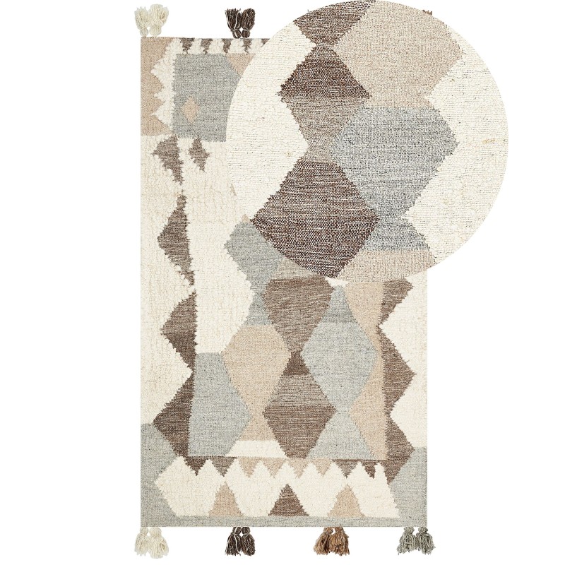 Dywan wełniany kilim 80 x 150 cm wielokolorowy ARALEZ