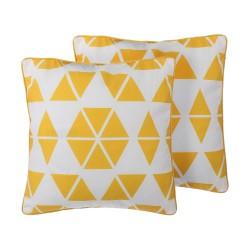 Zestaw 2 poduszek dekoracyjnych PANSY 45 x 45 cm Żółty Wzór geometryczny Zestaw 2 poduszek dekoracyjnych PANSY 45 x 45 cm Żółty Wzór geometryczny