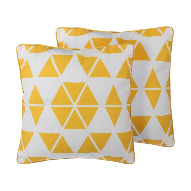 Zestaw 2 poduszek dekoracyjnych PANSY 45 x 45 cm Żółty Wzór geometryczny