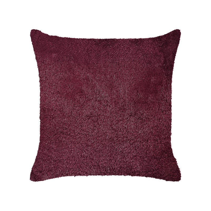 Poduszka dekoracyjna PILEA Sztuczne futro 45 x 45 cm Burgundowy Jednolity