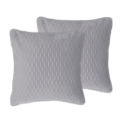 Zestaw 2 poduszek dekoracyjnych MOTARI Welur 45 x 45 cm Szary Wzór geometryczny Zestaw 2 poduszek dekoracyjnych MOTARI Welur 45 x 45 cm Szary Wzór geometryczny