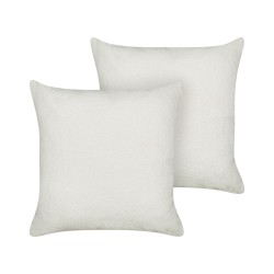 Zestaw 2 poduszek dekoracyjnych LEUZEA Boucle 60 x 60 cm Złamana biel Jednolity Zestaw 2 poduszek dekoracyjnych LEUZEA Boucle 60 x 60 cm Złamana biel Jednolity