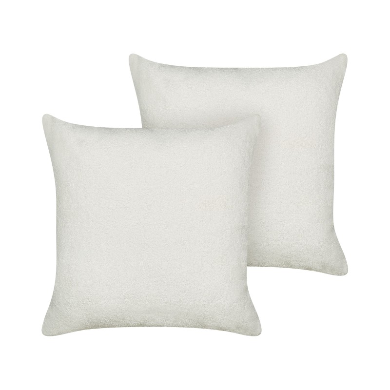 Zestaw 2 poduszek dekoracyjnych LEUZEA Boucle 60 x 60 cm Złamana biel Jednolity
