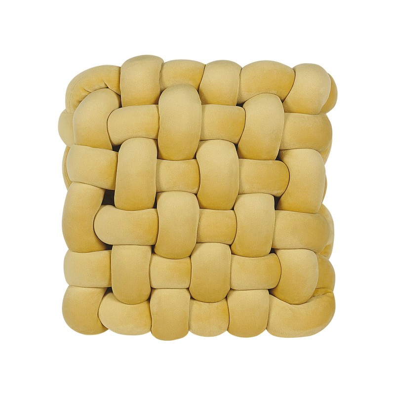 Welurowa poduszka dekoracyjna supeł 30 x 30 cm żółta SIRALI