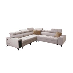 Ecksofa Venna III mit Schlaffunktion, USB-Anschluss und öffnender Bar - Plüsch, Avra 11 Ecksofa Venna III mit Schlaffunktion, USB-Anschluss und öffnender Bar - Plüsch, Avra 11