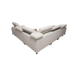 Ecksofa Venna III mit Schlaffunktion, USB-Anschluss und öffnender Bar - Plüsch, Avra 11 Ecksofa Venna III mit Schlaffunktion, USB-Anschluss und öffnender Bar - Plüsch, Avra 11