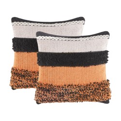 Zestaw 2 poduszek dekoracyjnych MIHALGAZI Bawełna 45 x 45 cm Kolorowy W paski Zestaw 2 poduszek dekoracyjnych MIHALGAZI Bawełna 45 x 45 cm Kolorowy W paski