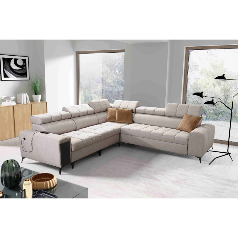 Esquina Venna III con función de cama, puerto USB y bar abierto - Plusz, Avra 2