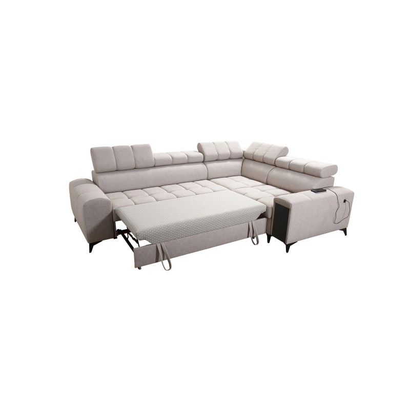 Venna II - Luxury Corner Sofa with Sleeping Function, USB Port and Bar | [Your Company]