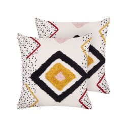 Zestaw 2 poduszek dekoracyjnych SOLANUM Bawełna 45 x 45 cm Kolorowy Wzór geometryczny Zestaw 2 poduszek dekoracyjnych SOLANUM Bawełna 45 x 45 cm Kolorowy Wzór geometryczny