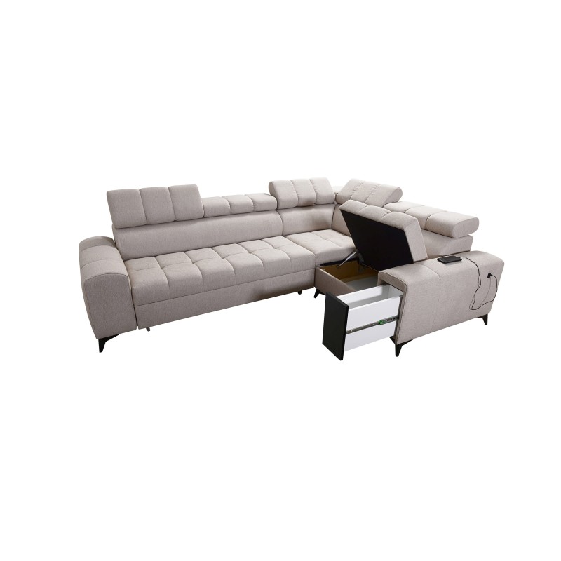 Venna II - Розкішний кутовий диван з функцією сну, USB-портом і баром | [Twoja Firma]