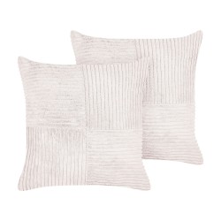 Zestaw 2 poduszek dekoracyjnych MILLET Sztruks 43 x 43 cm Złamana biel Wzór geometryczny Zestaw 2 poduszek dekoracyjnych MILLET Sztruks 43 x 43 cm Złamana biel Wzór geometryczny