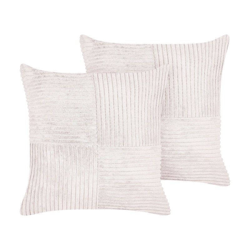 Zestaw 2 poduszek dekoracyjnych MILLET Sztruks 43 x 43 cm Złamana biel Wzór geometryczny