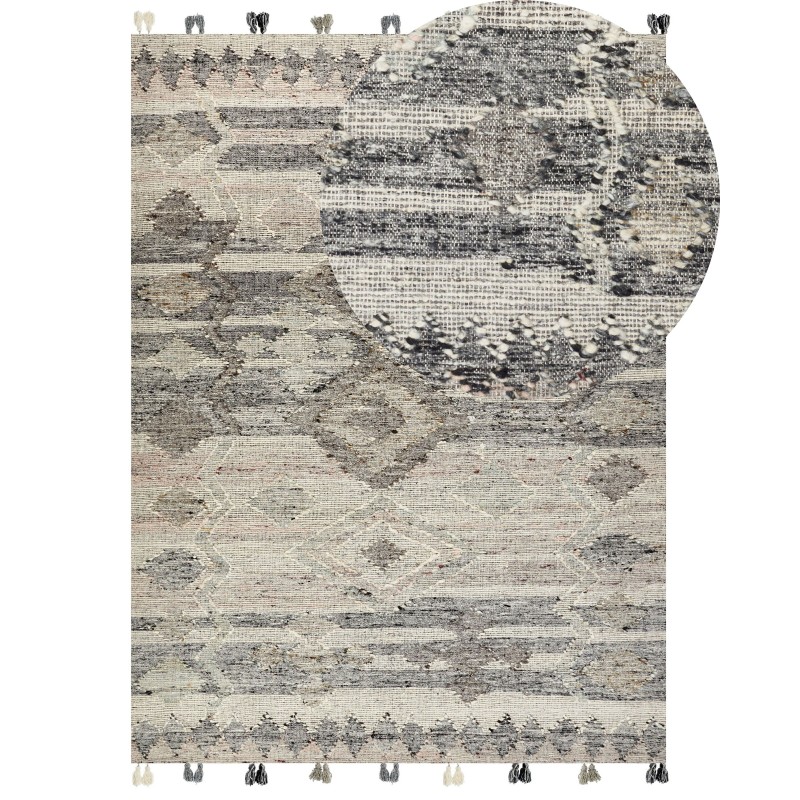 Dywan wełniany kilim 160 x 230 cm szary ARATASHEN