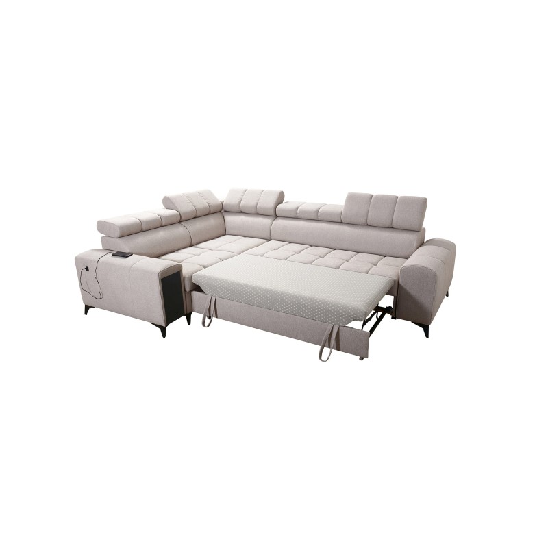 Venna II - Luxury Corner Sofa with Sleeping Function, USB Port and Bar | [Your Company]