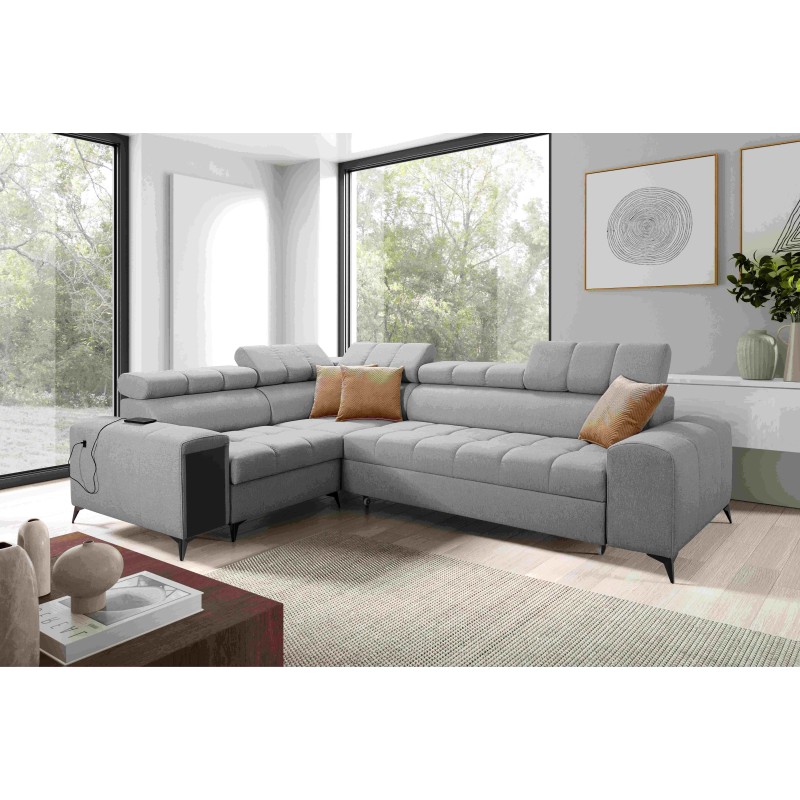 Venna II - Luxuriöse Ecksofa mit Schlaffunktion, USB-Anschluss und Bar | [Twoja Firma]