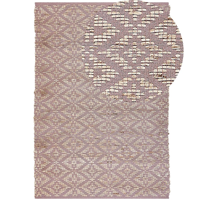 Dywan bawełniany 160 x 230 cm beżowy z różowym GERZE