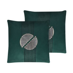 Zestaw 2 poduszek dekoracyjnych CEROPEGIA Welur 45 x 45 cm Szmaragdowy Wzór geometryczny Zestaw 2 poduszek dekoracyjnych CEROPEGIA Welur 45 x 45 cm Szmaragdowy Wzór geometryczny