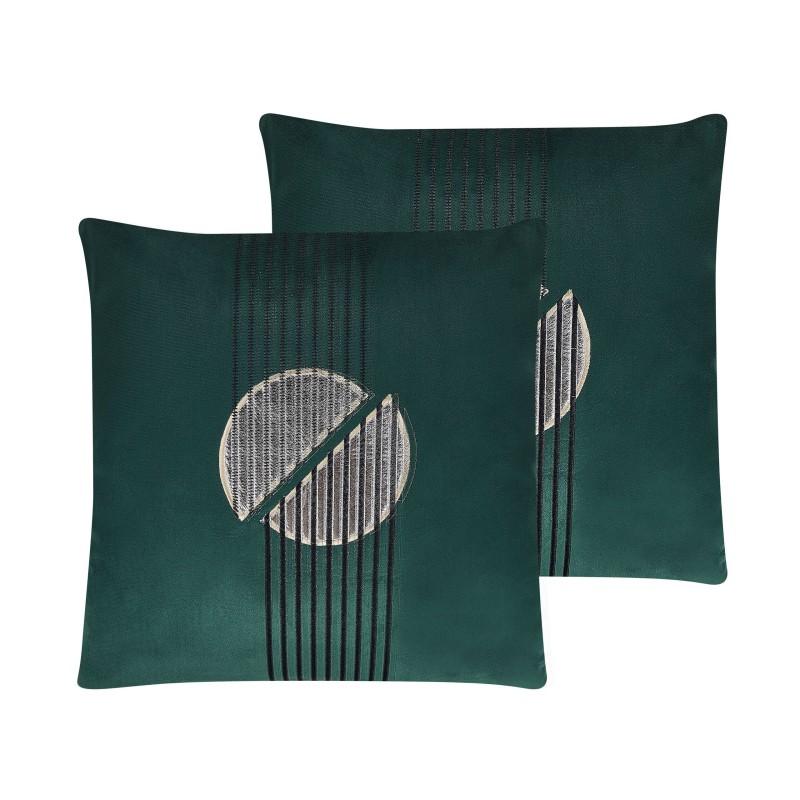Zestaw 2 poduszek dekoracyjnych CEROPEGIA Welur 45 x 45 cm Szmaragdowy Wzór geometryczny