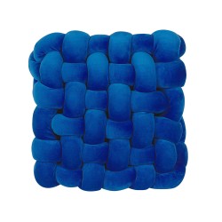 Welurowa poduszka dekoracyjna supeł 30 x 30 cm niebieska SIRALI Welurowa poduszka dekoracyjna supeł 30 x 30 cm niebieska SIRALI