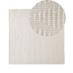 Dywan wełniany 200 x 200 cm beżowy LAPSEKI Dywan wełniany 200 x 200 cm beżowy LAPSEKI