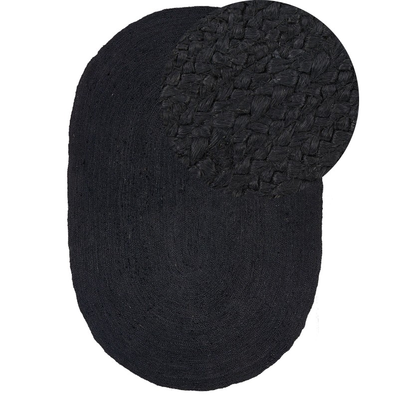 Dywan owalny jutowy 160 x 230 cm czarny DEMIRCI