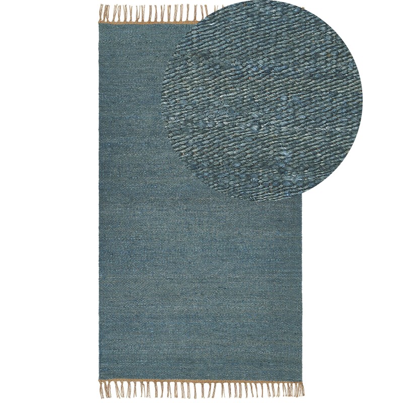 Dywan z juty 80 x 150 cm niebieski LUNIA