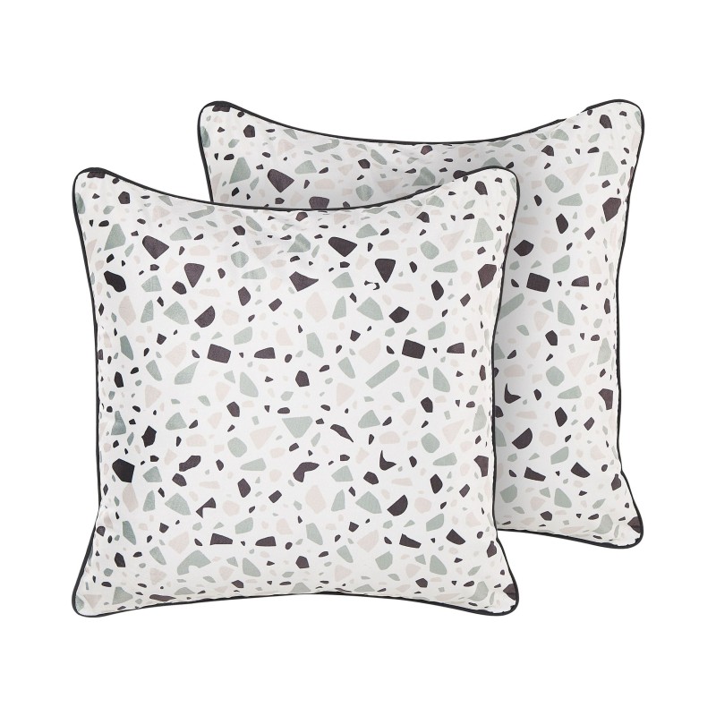 Zestaw 2 poduszek dekoracyjnych LAVENDER Welur 45 x 45 cm Biały Efekt lastryko