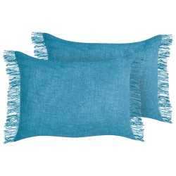 Zestaw 2 poduszek dekoracyjnych MABA Bawełna 50 x 35 cm Niebieski Jednolity Zestaw 2 poduszek dekoracyjnych MABA Bawełna 50 x 35 cm Niebieski Jednolity
