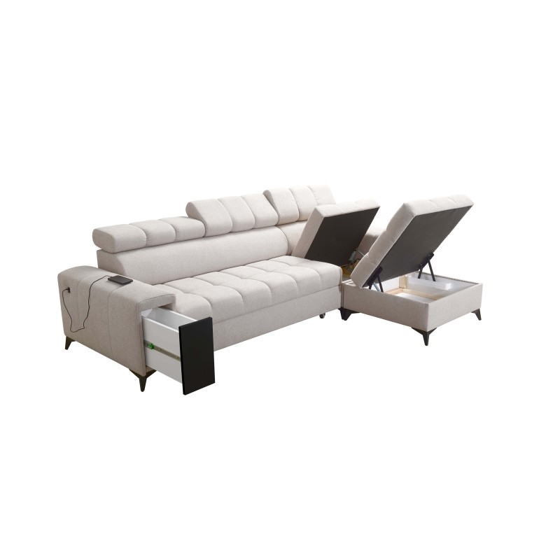 Esquinero Venna I maxi con función de cama y puerto USB - Terciopelo, Avra 11 Esquinero Venna I maxi con función de cama y puerto USB - Terciopelo, Avra 11