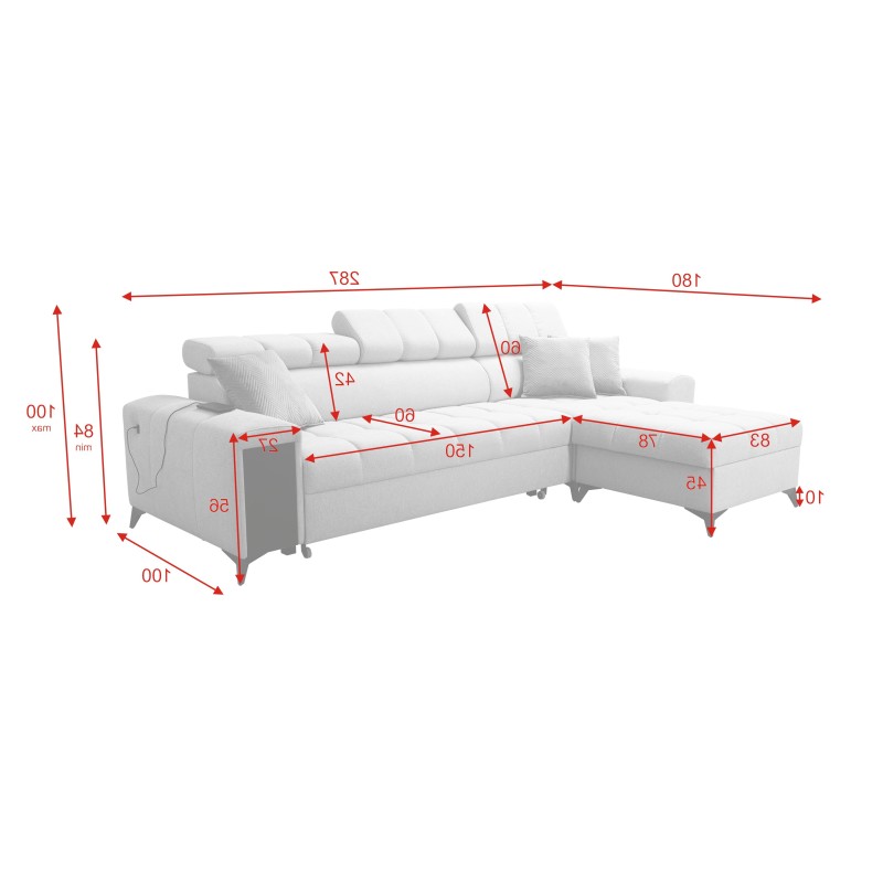 Esquina Venna I maxi con función de cama y puerto USB - Terciopelo, Avra 9 Esquina Venna I maxi con función de cama y puerto USB - Terciopelo, Avra 9