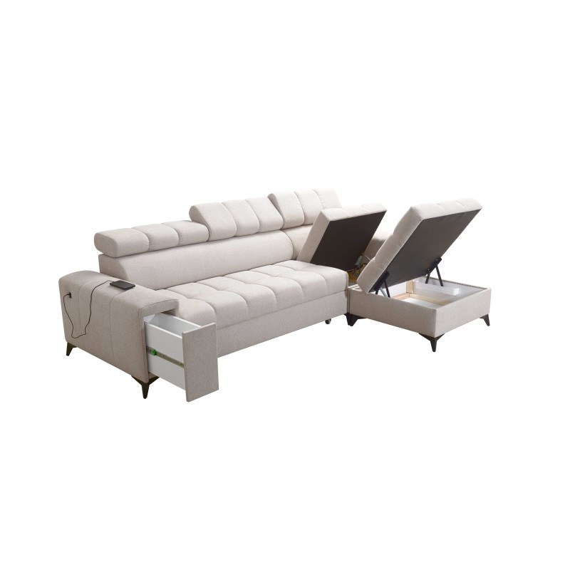 Esquina Venna I maxi con función de cama y puerto USB - Terciopelo, Avra 9 Esquina Venna I maxi con función de cama y puerto USB - Terciopelo, Avra 9