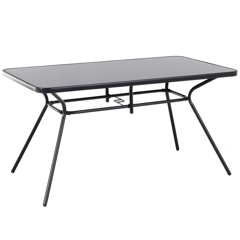 Stół ogrodowy LIVO 140 cm 80 cm Szkło Czarny