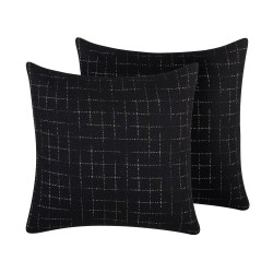 Zestaw 2 poduszek dekoracyjnych BELLFLOWER 45 x 45 cm Czarny Wzór geometryczny Zestaw 2 poduszek dekoracyjnych BELLFLOWER 45 x 45 cm Czarny Wzór geometryczny