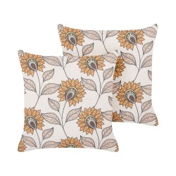 Zestaw 2 poduszek dekoracyjnych TUBEROSE 45 x 45 cm Kolorowy Wzór kwiatowy Zestaw 2 poduszek dekoracyjnych TUBEROSE 45 x 45 cm Kolorowy Wzór kwiatowy