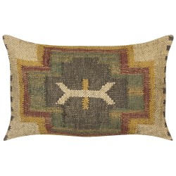 Poduszka dekoracyjna PULICAT Juta 30 x 50 cm Zielony Wzór orientalny Poduszka dekoracyjna PULICAT Juta 30 x 50 cm Zielony Wzór orientalny