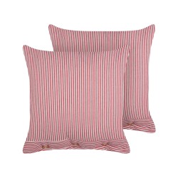 Zestaw 2 poduszek dekoracyjnych AALITA Bawełna 45 x 45 cm Czerwony W paski Zestaw 2 poduszek dekoracyjnych AALITA Bawełna 45 x 45 cm Czerwony W paski