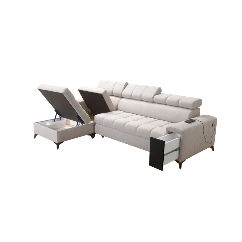 Esquina Venna I maxi con función de cama y puerto USB - Terciopelo, Avra 9 Esquina Venna I maxi con función de cama y puerto USB - Terciopelo, Avra 9