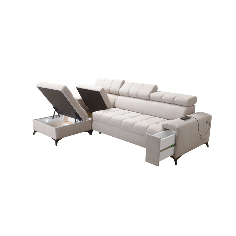 Esquina Venna I maxi con función de cama y puerto USB - Terciopelo, Avra 9 Esquina Venna I maxi con función de cama y puerto USB - Terciopelo, Avra 9