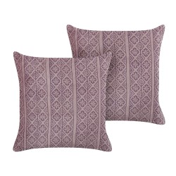 Zestaw 2 poduszek dekoracyjnych SILYBUM Welur 45 x 45 cm Różowy Wzór geometryczny Zestaw 2 poduszek dekoracyjnych SILYBUM Welur 45 x 45 cm Różowy Wzór geometryczny
