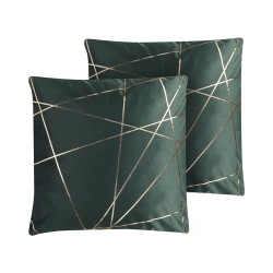 Zestaw 2 poduszek dekoracyjnych PINUS Welur 45 x 45 cm Ciemnozielony Wzór geometryczny Zestaw 2 poduszek dekoracyjnych PINUS Welur 45 x 45 cm Ciemnozielony Wzór geometryczny
