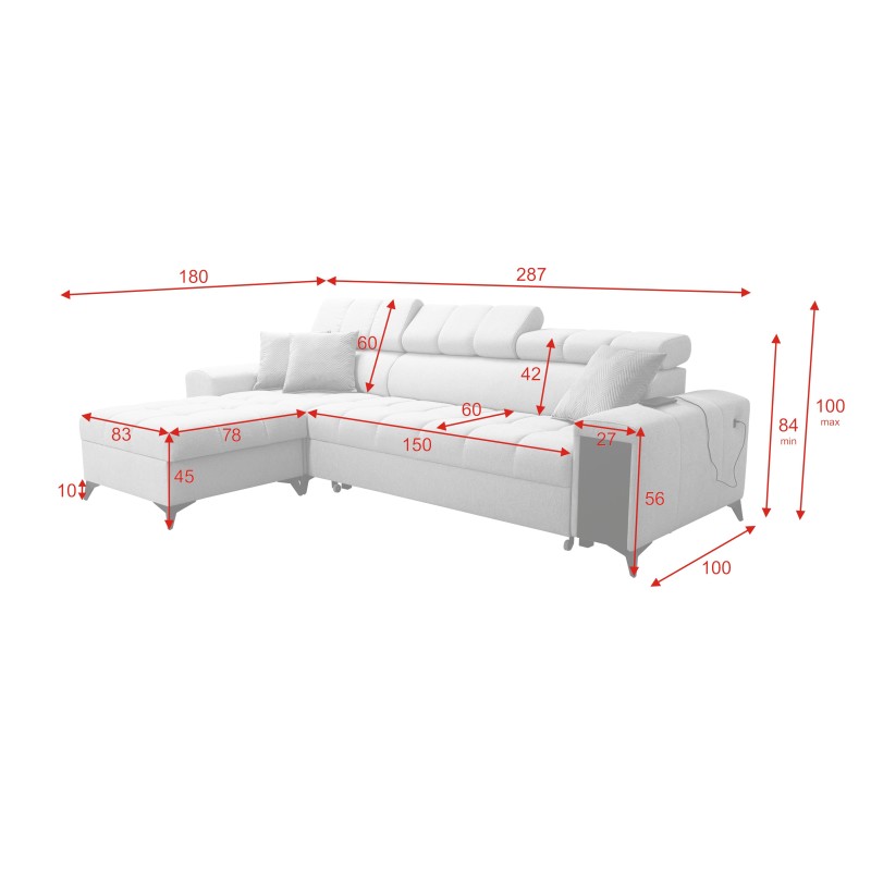 Esquina Venna I maxi con función de cama y puerto USB - Terciopelo, Avra 6 Esquina Venna I maxi con función de cama y puerto USB - Terciopelo, Avra 6