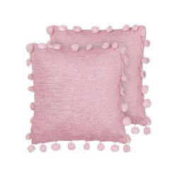 Zestaw 2 poduszek dekoracyjnych JASMINE 45 x 45 cm Różowy Jednolity Zestaw 2 poduszek dekoracyjnych JASMINE 45 x 45 cm Różowy Jednolity