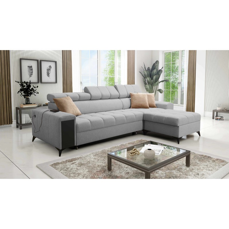 Ecksofa Venna I Mini mit Schlaffunktion und USB-Anschluss im Stoff Plüsch, Avra 16