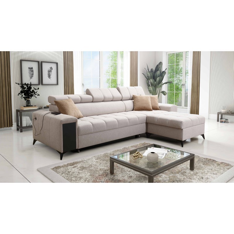 Venna I mini corner sofa with a sleeping function and USB port in Plusz fabric, Avra 14 Venna I mini corner sofa with a sleeping function and USB port in Plusz fabric, Avra 14