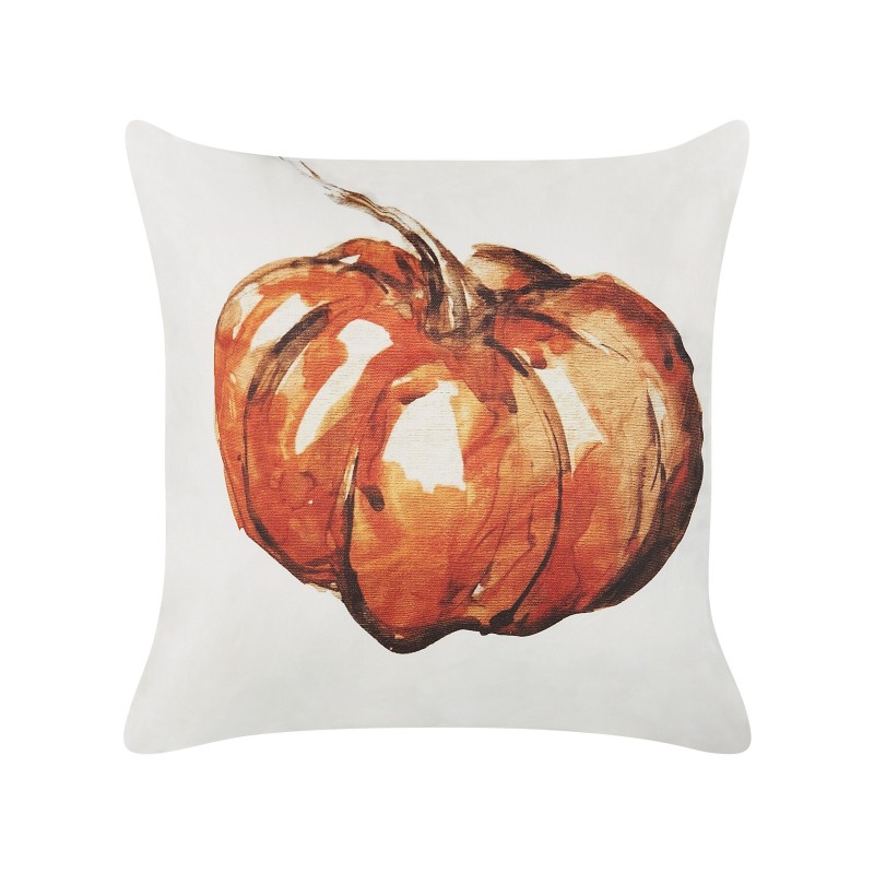 Poduszka dekoracyjna CURBITA Welur 45 x 45 cm Beżowy Wzór roślinny