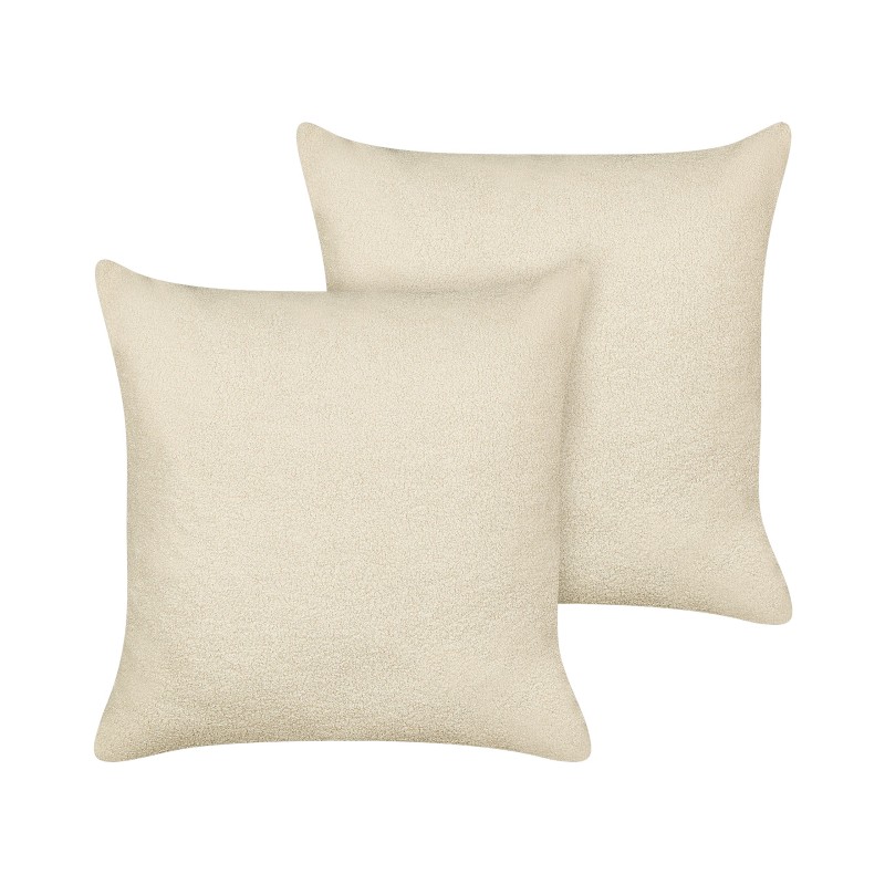 Zestaw 2 poduszek dekoracyjnych LEUZEA Boucle 60 x 60 cm Beżowy Jednolity