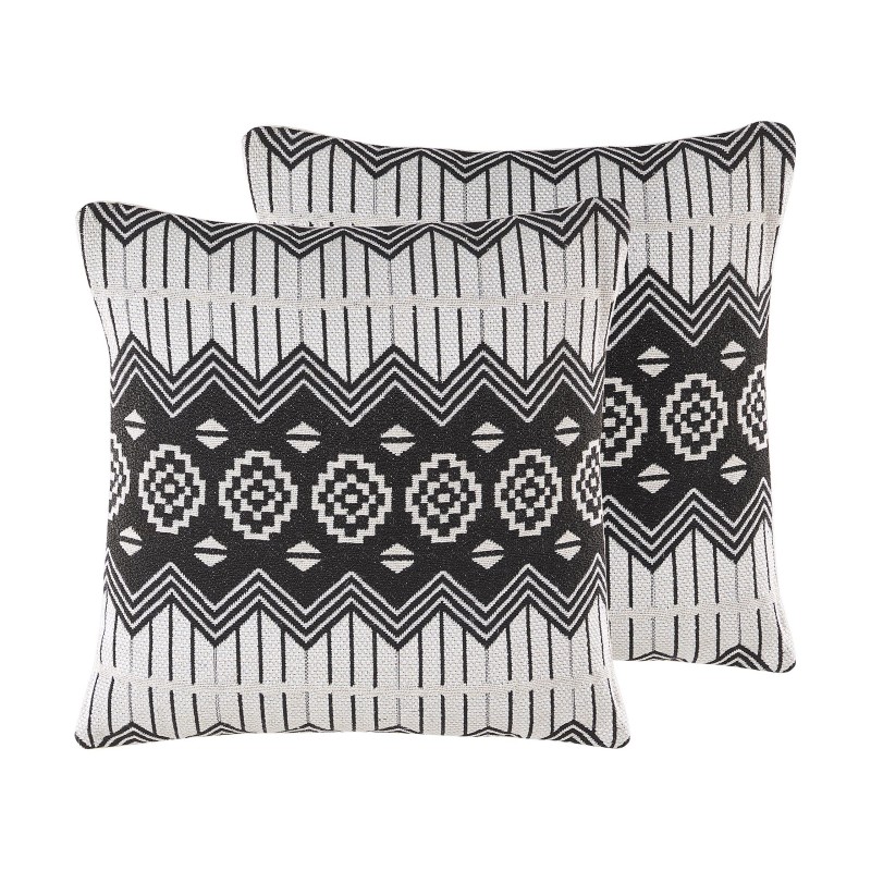 Zestaw 2 poduszek dekoracyjnych CARDAK Bawełna 45 x 45 cm Czarny/ biały Wzór geometryczny